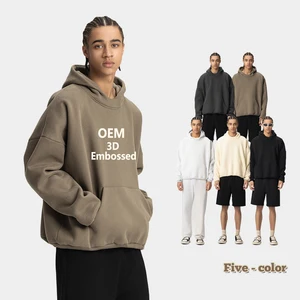 OEM 400gsm Men High Quality Thick Heavy French Terry Pullover Hoodie Personalizadas Custom Fleece Thicken Oversized Hoodie