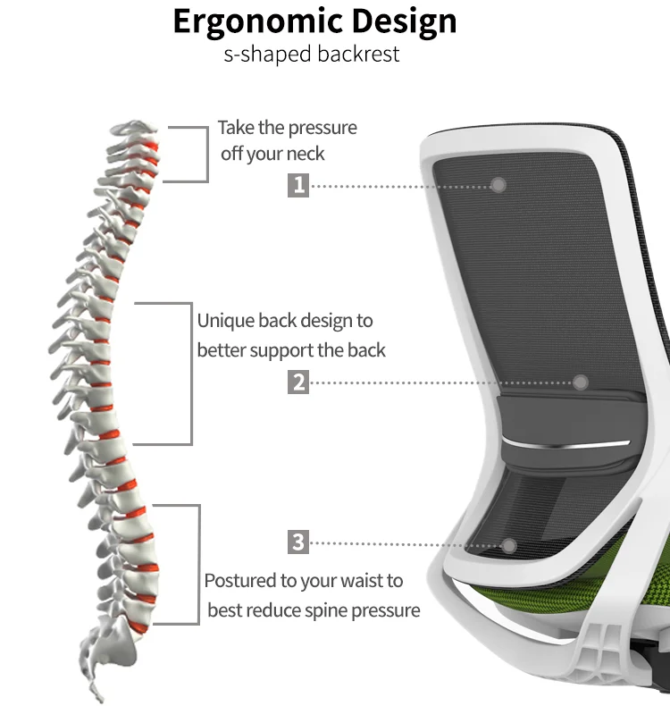 Mesh Chair Office Adjustable Lumbar Support with Armrest manufacture