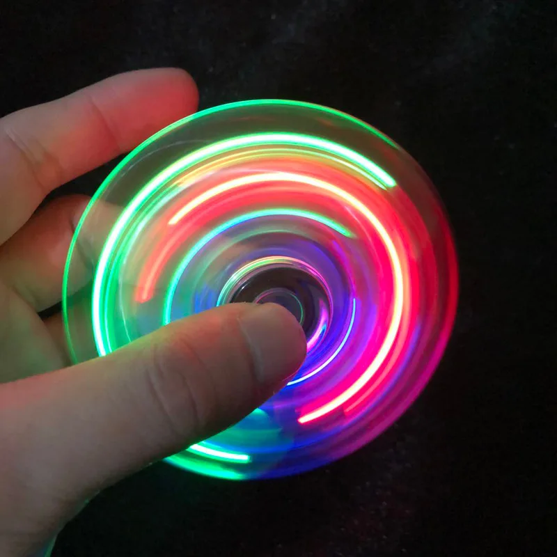 Wholesale new style LED luminous transparent flash decompression fidget spinner toy