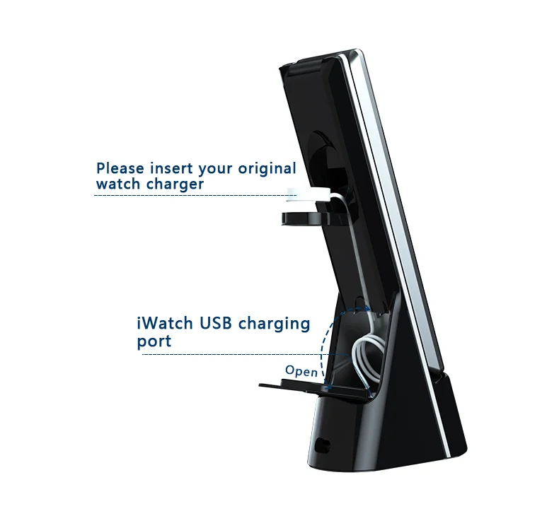 N6115w 3 in 1 Desk Organizer Wireless Charger with Table Lamp and Alarm Clock