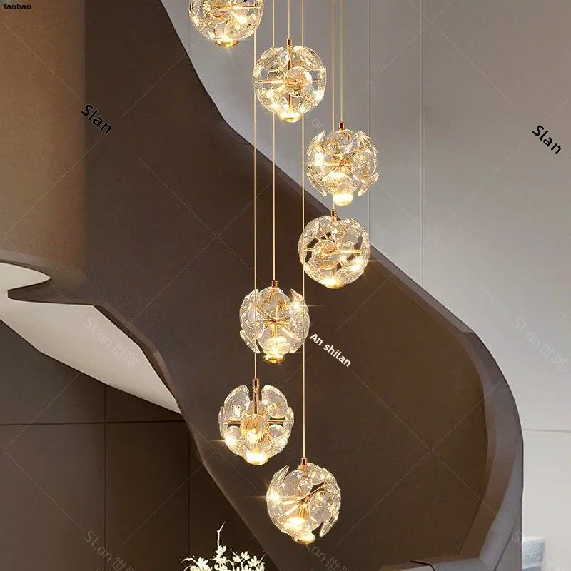 Lampu Gantung Shilan Kristal dengan Baja Tahan Karat Emas LED, Reka Bentuk Berputar dan Lampu Gantung Panjang untuk Ruang Tamu, Sesuai untuk Rumah Mewah Moden