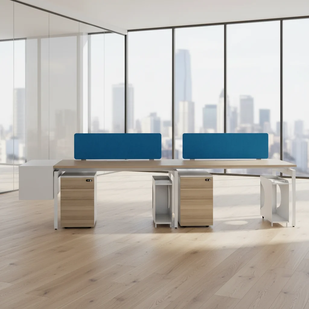 Modern Mid-Sized Wood Standing Work Desk with Cable Management Durable Design Freestanding Office Furniture 2