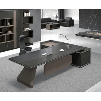 Modern New Design Luxury L Shape CEO Executive President Tables Boss Office Workstation Desks With Storage Cabinet
