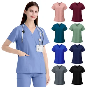 Custom Knitted Scrubs V-neck Hospital Medical Nurse Jogger Suit Medicos Surgical Uniform Sets Unisex Four Season