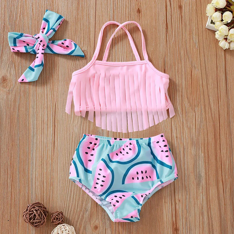 Baby Girl Babies Swimwear Tassels Floral Pinapple Bowknot Swimsuit Bathing Suit Bikini Set Outfits Summer 