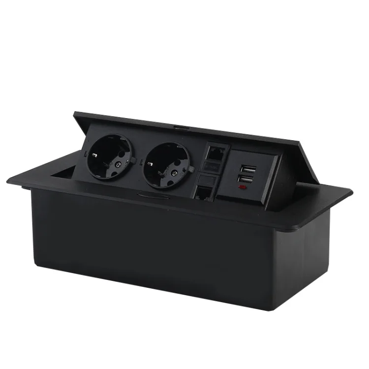EU Multifunctional Conference Table Socket Computer Network Desktop Socket USB Charging Socket Two European Standard Slow POP De