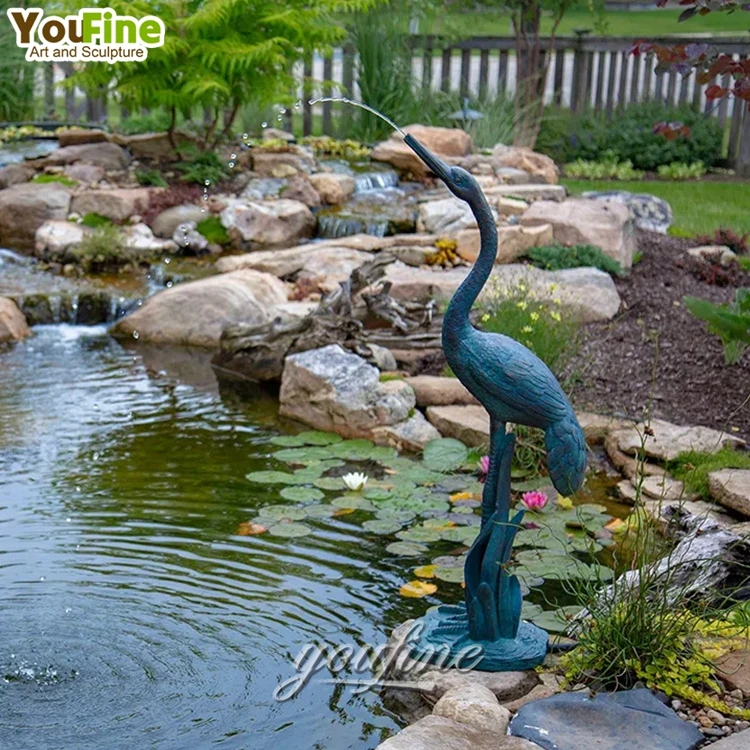 Life Size Outdoor Animal Casting Bronze Heron Statue Sculpture for Garden Yard