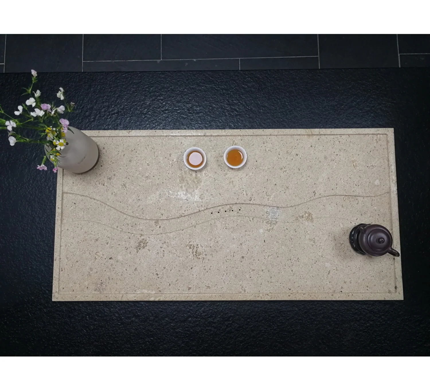 chinese kongfu stone tea tray yellow limestone tea tray tea