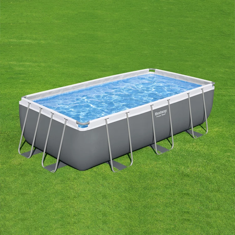 Bestway 56442 Alberca Outdoor Family Rectangular Steel Frame Pool Set ...