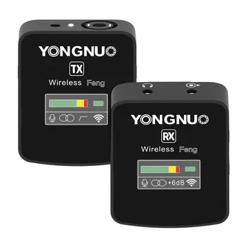 YONGNUO Feng 2.4G Wireless Microphone Transmitter Receiver Lavalier Mic TFT Screen 3.5mm Plug for Smartphone Camera Laptop