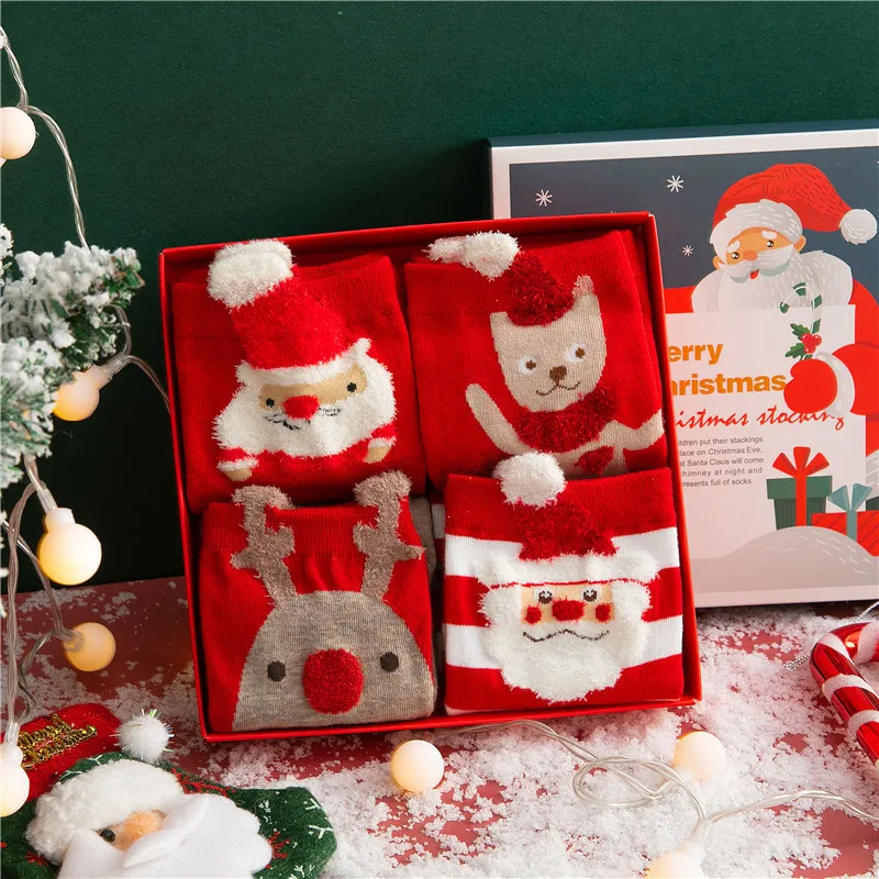 Праздник, лучший подарок на Рождество; Детские носки, 4 пар/кор. для женщин и детей, зимние носки Санта одежды из хлопка с изображением \