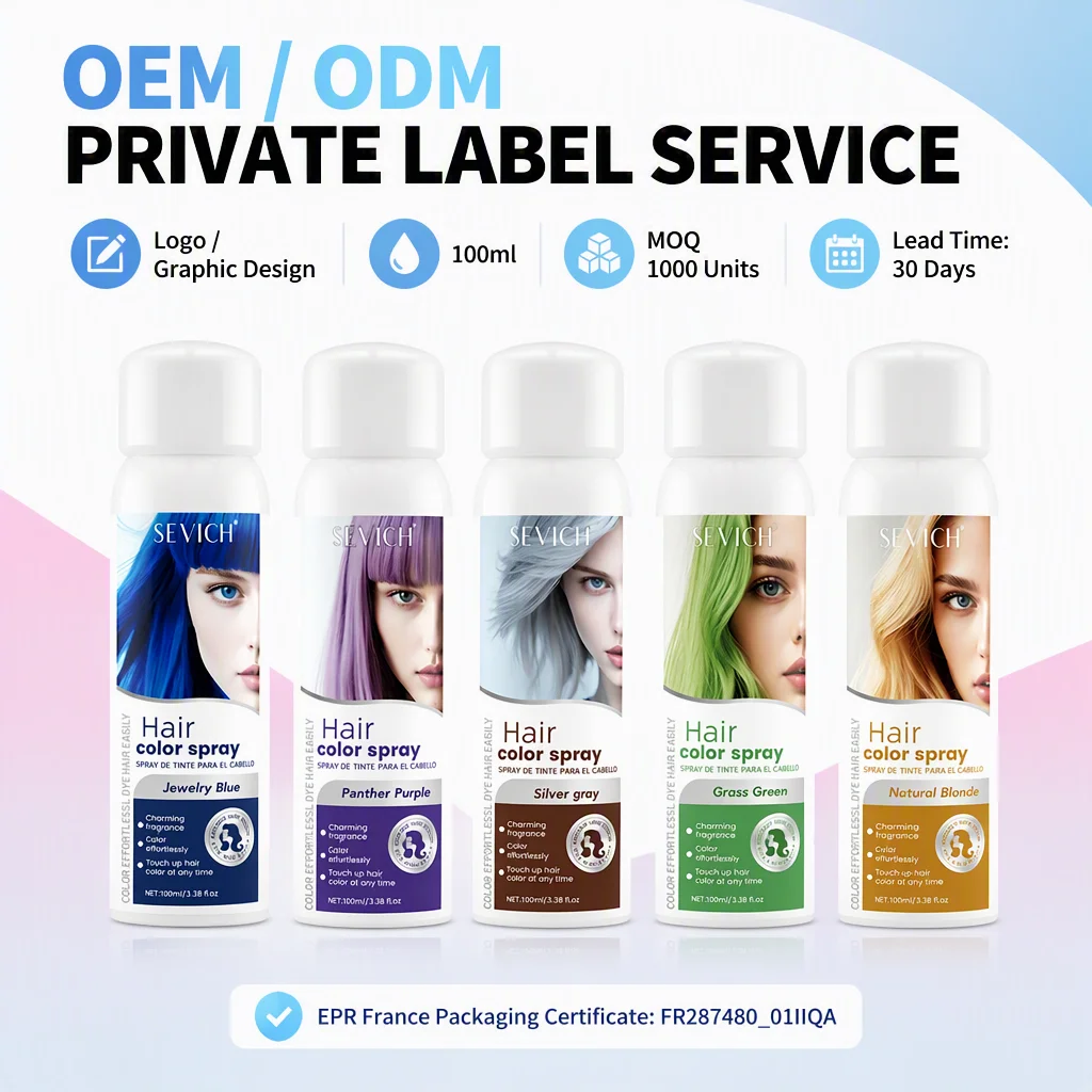 Hair Color Spray Private Label Long Lasting Fashion Magic Washable 15s Semi Permanent Instant Hair Dye No Ammonia