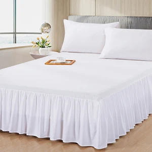 Honeymoon Wholesale Home Textiles White Color Bedroom Fitted Bedding Set Bed Skirts Bedsheets with Ruffle