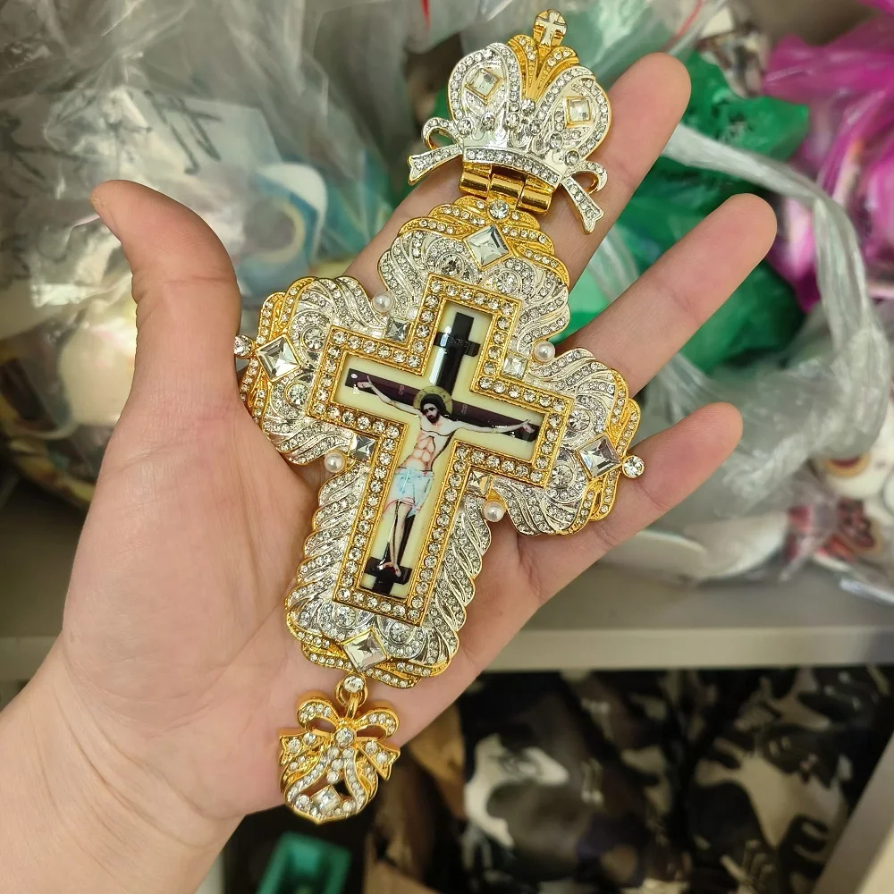 ZD044正教の宗教教会ギリシャの祭壇の十字架のネックレス、二重メッキ