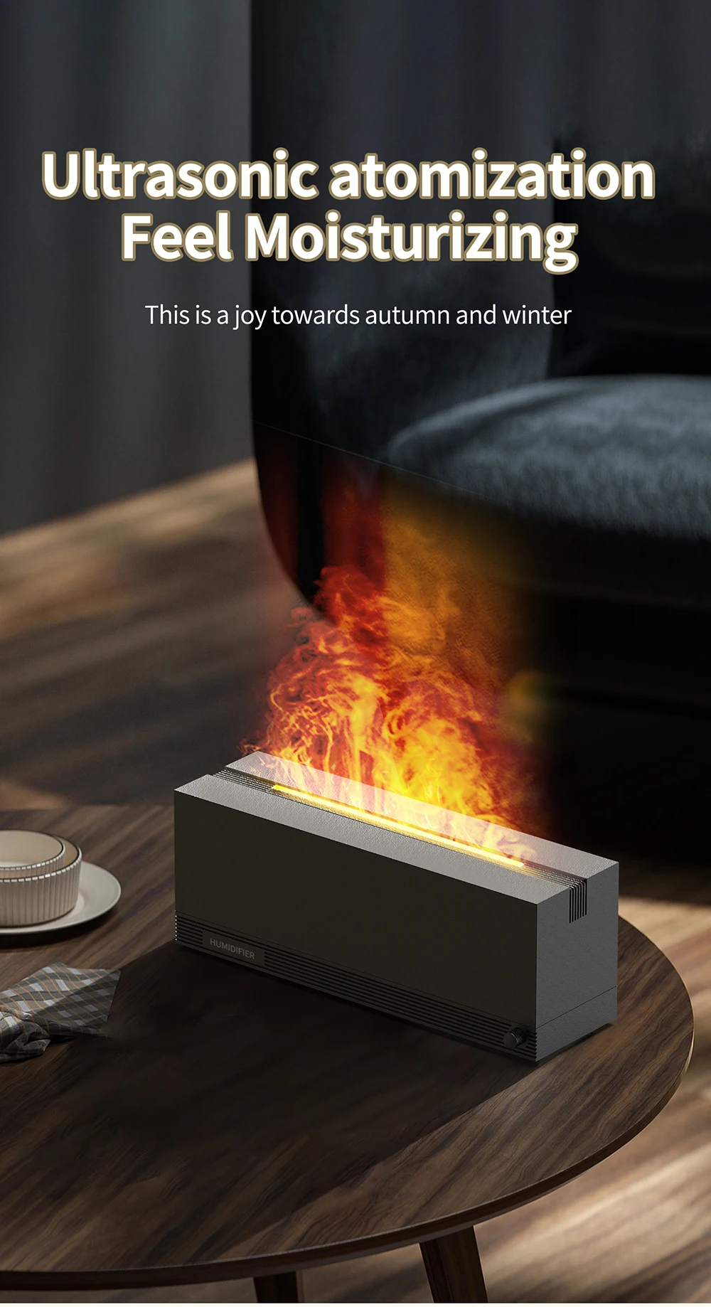 Gadgetoo Colorful Fire Aroma Diffuser Home Room Essential Oil Air Electric Fire Flame Aroma Cool Mist Ultrasonic Humidifier Diffuser