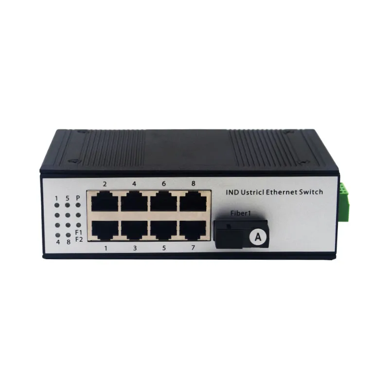 Industrial Din-rail 10/100M Media Converter 1SC with 8 RJ45 Port Fiber Optic Switch POE Optional details