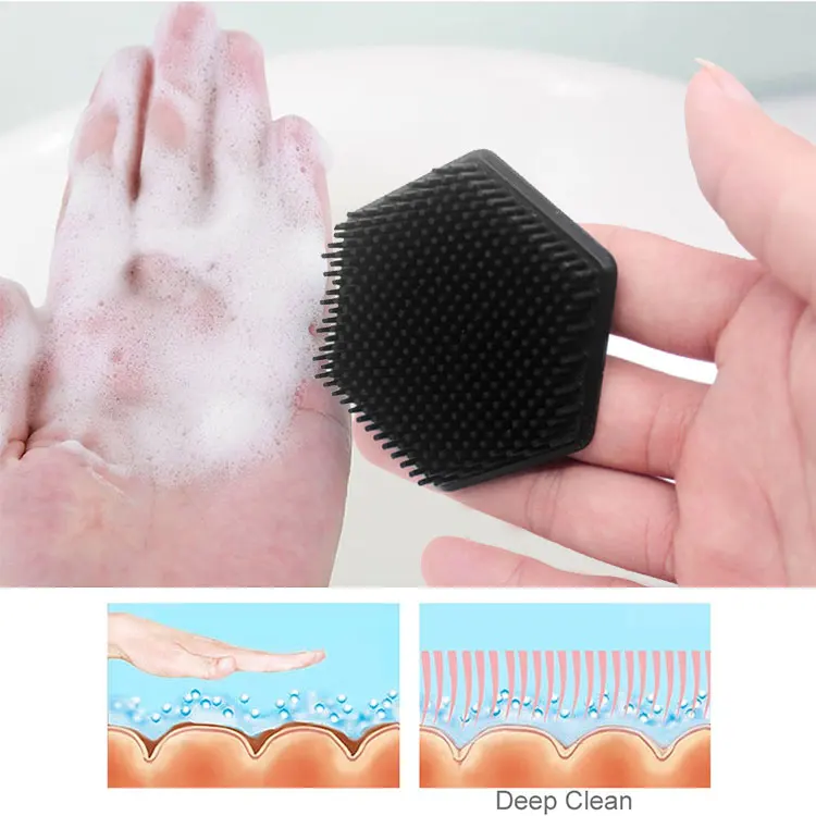 Black Hexagon Skin Care Wash Soft Silicone Face Brush Scrubber ...