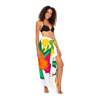 Soft Rayon Beachwear Cover Up Low MOQ custom print Hawaii Sarong Pareo