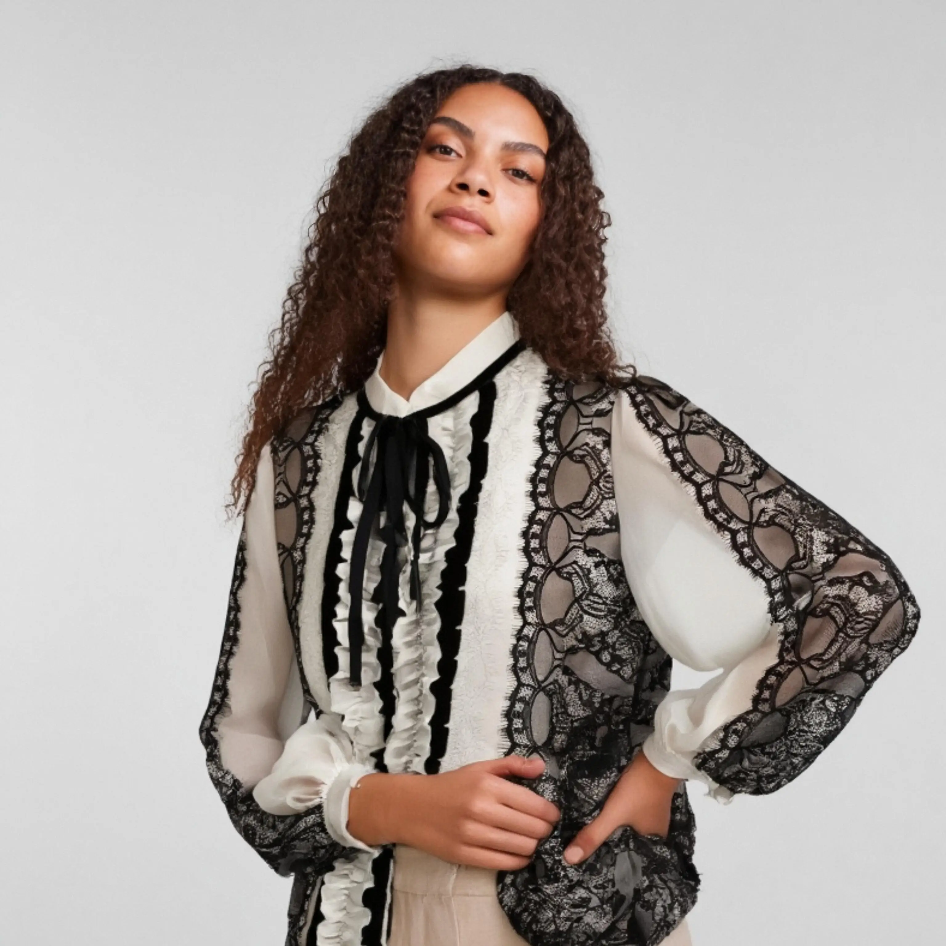 Vintage French Style Bow Tie Blouse Long-sleeve Victorian Tops With Ruffles  Chiffon & Poly Ribbon-for Spring/summer Fashion - Buy Product on Alibaba.com