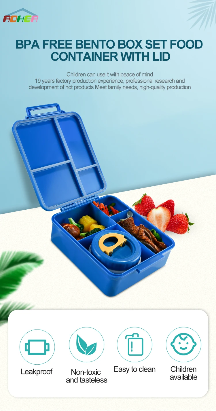 Aohea Kids Bento Box Plastic BPA Free Children School Lunch Box
