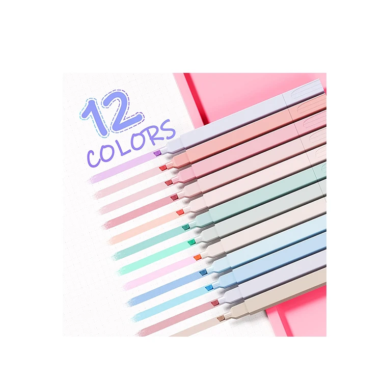 Zhejiang Manufacturer Oem New Design No Bleed Colored Dual Tip Bible Highlighter Marker Pen Set Kawaii Text Markers for