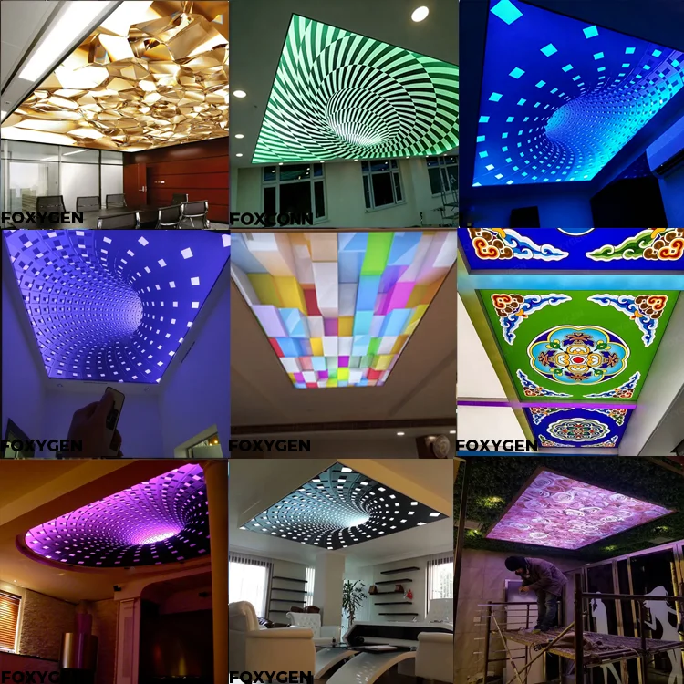 interior decorative pvc translucent 3d custom printed stretch ceiling film-2