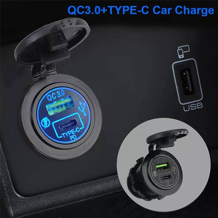 Chargeur Voiture Rapide USB-C PD+QC3.0 - Double Port 12V/24V - Pour Auto, Camping-car, Bateau