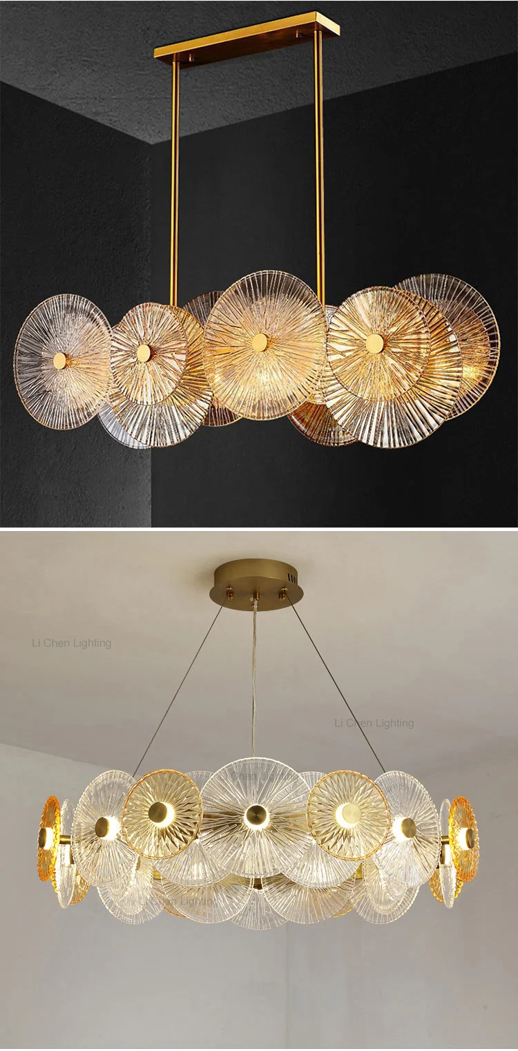 p0039 luxury textured glass chandelier  modern ice glass suspension lamp for villa living room-2
