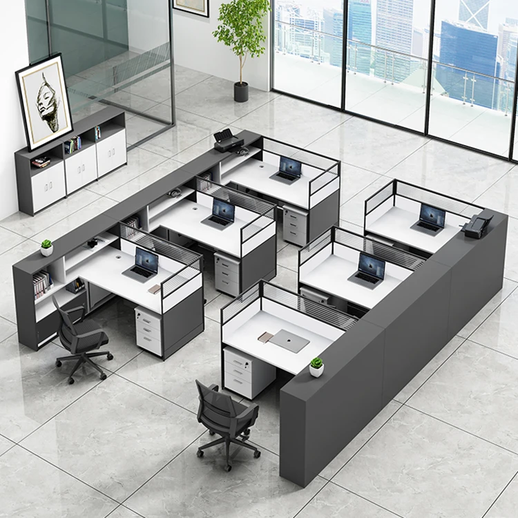 Modern Office Cubicles Workstation Desk Office Furniture 2 Person Staff ...