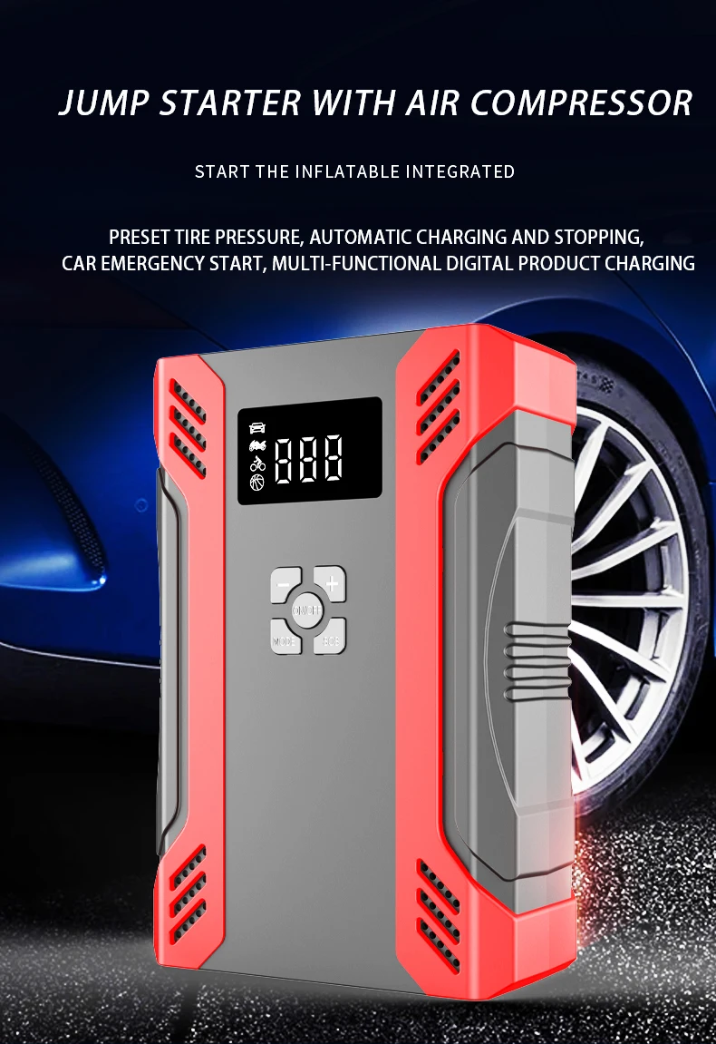 12v Universal Heavy Duty Jump Starter With Air Compressor / Portable