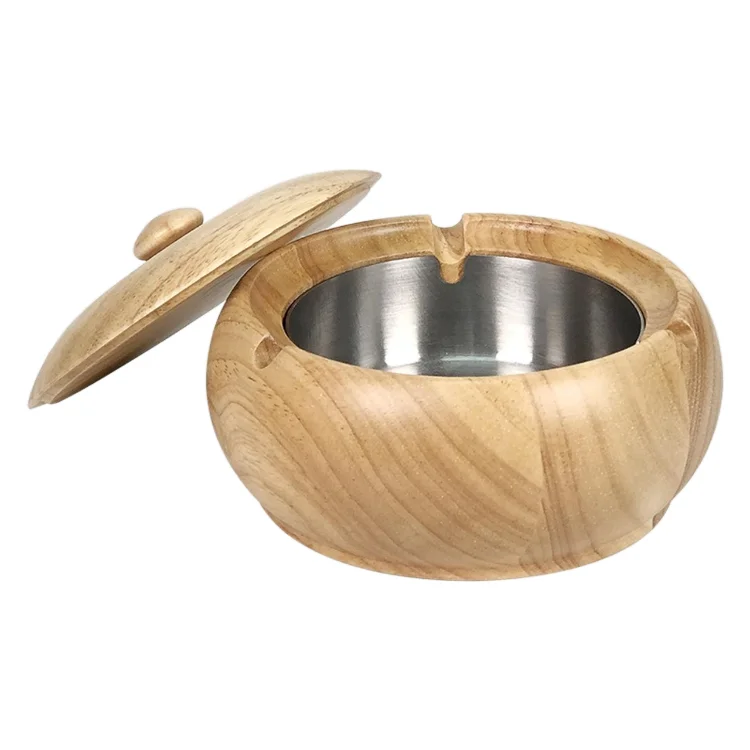 with lid custom logo round wooden ashtray smoking ashtrays for