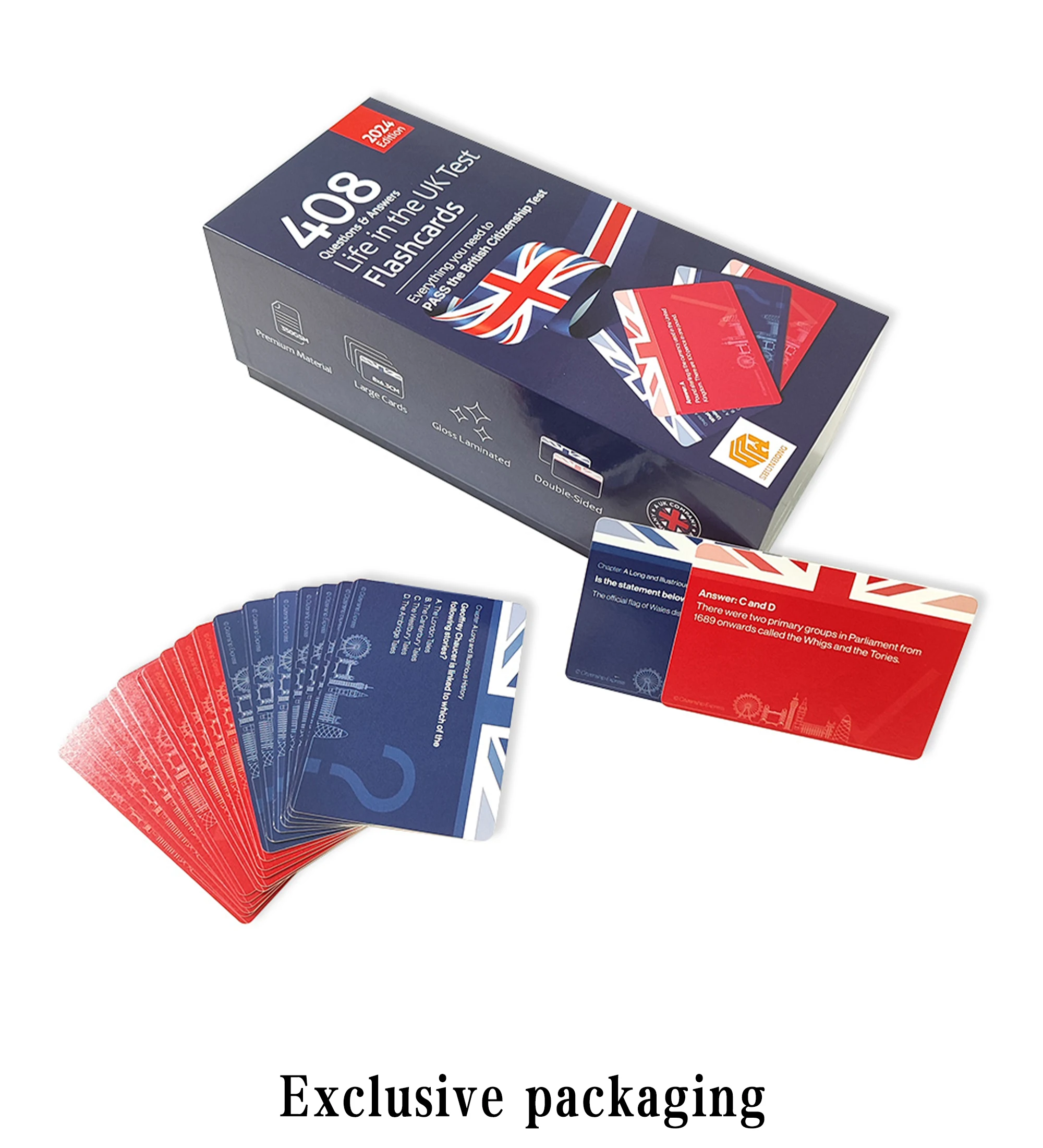 Modern UK Civics Test Flash Cards Combo Set Naturalization Study Guide with 100 UK Civics Questions & Answers factory