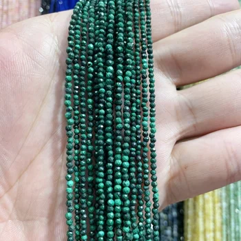 2MM Natural Malachite Aquamarine Faceted Round Small Bead Gem Loose Beads Diy For Necklace Bracelet Anklet Making Accessories