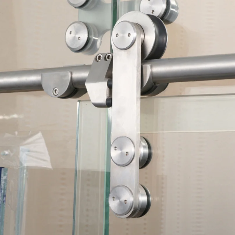 Современная стеклянная фурнитура из нержавеющей стали Безрамная роликовая система для раздвижных дверей
