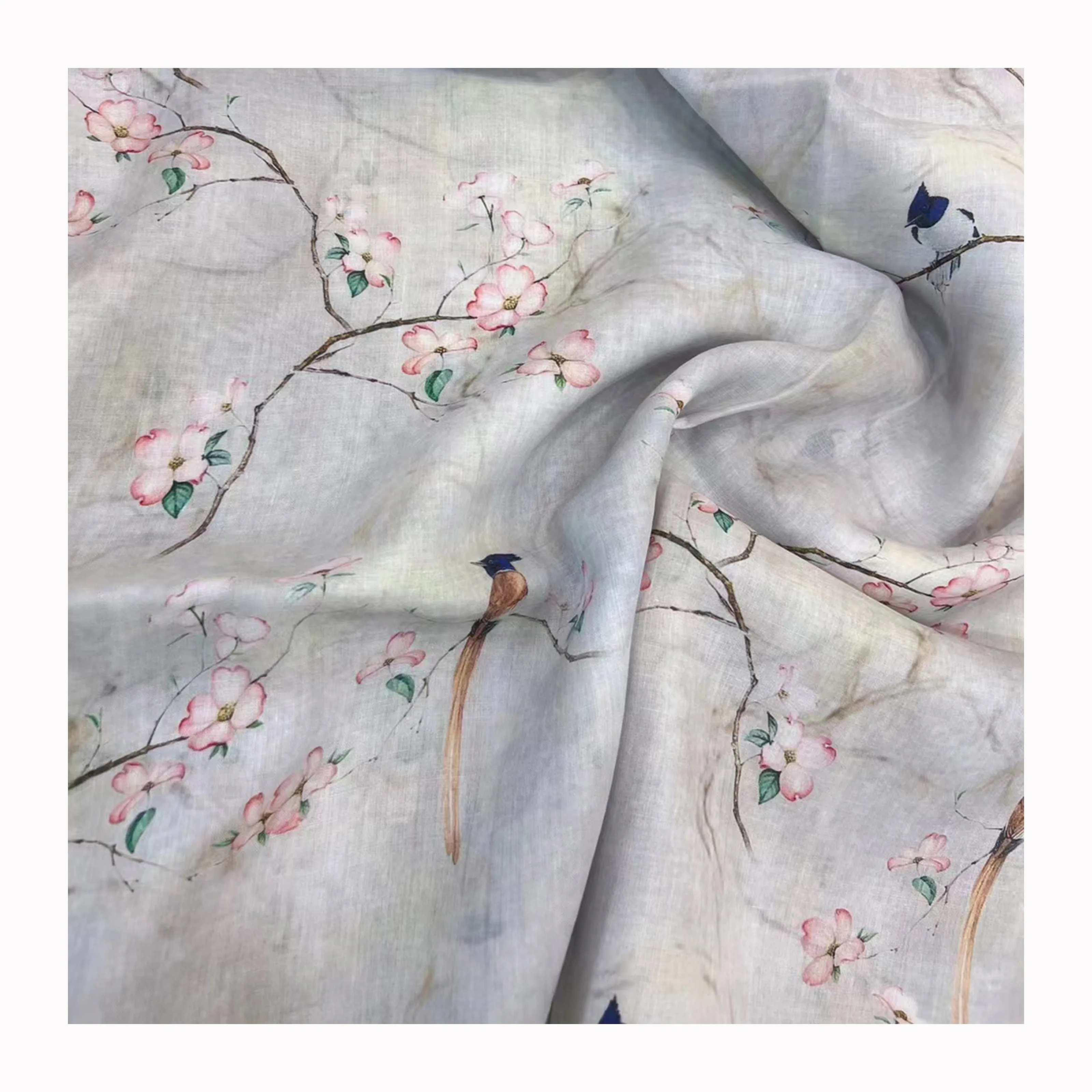 Shop 100% Flax Linen Fabric with Custom Bird & Floral Prints Shop 100% Flax Linen Fabric with Custom Bird & Floral Prints