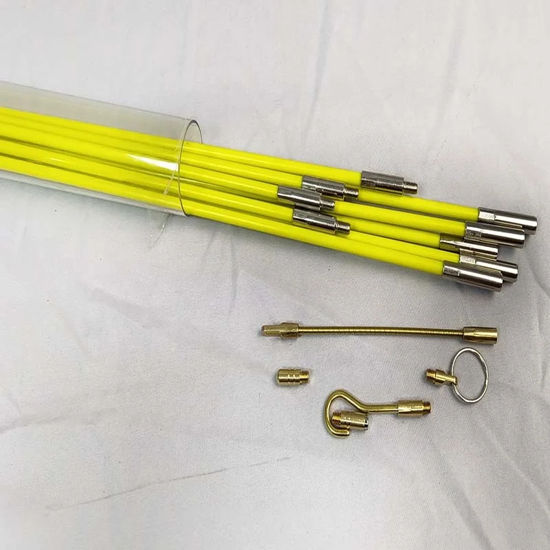cable fish pole FTIHTRY 45FT Fiberglass Running Electrical Wire Glow Rods Wire Pulling, Rods Electrical Kit with 8 Different Attachments and Fish Tape Wire Puller Kit floors orcrawl spaces and in attics Eagle Tool US Wire and