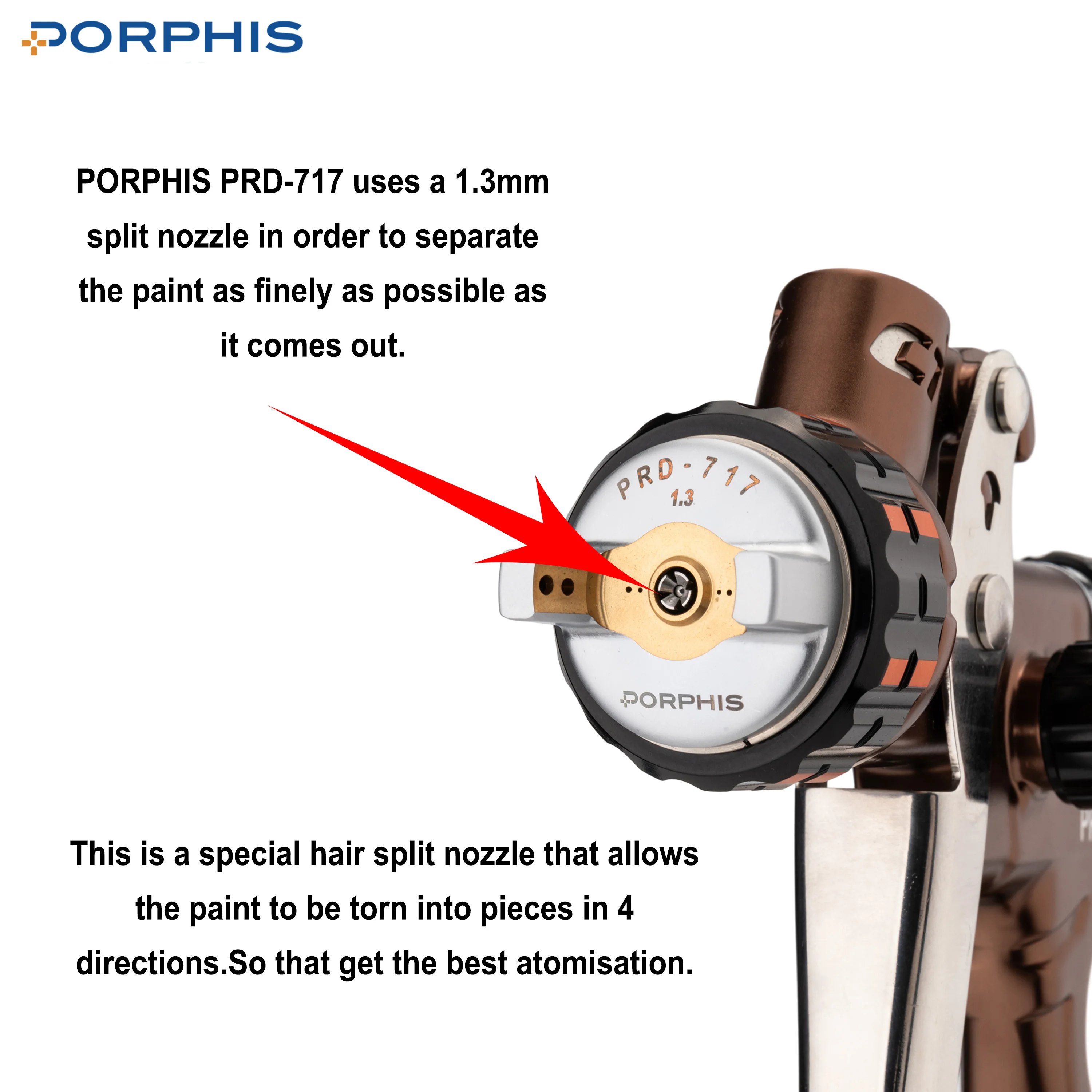 Porphis Prd-717 1.3mm Split Nozzle Gravity Feed Airbrush Pneumatic Tool ...