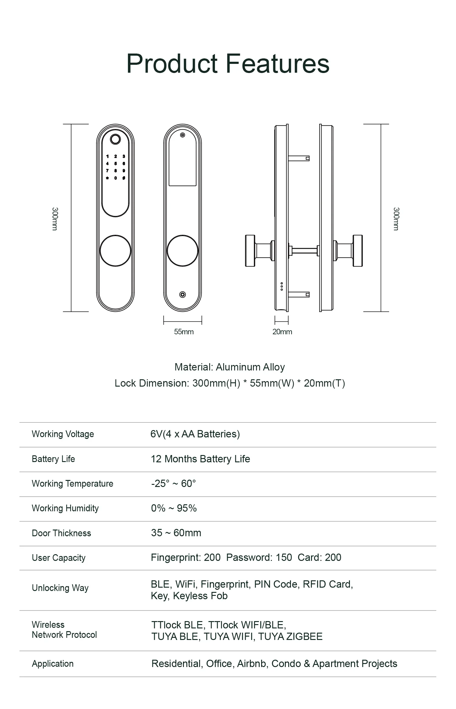 Liliwise Grade C Security Smart Door Lock with Cloud Storage and OEM/ODM Support