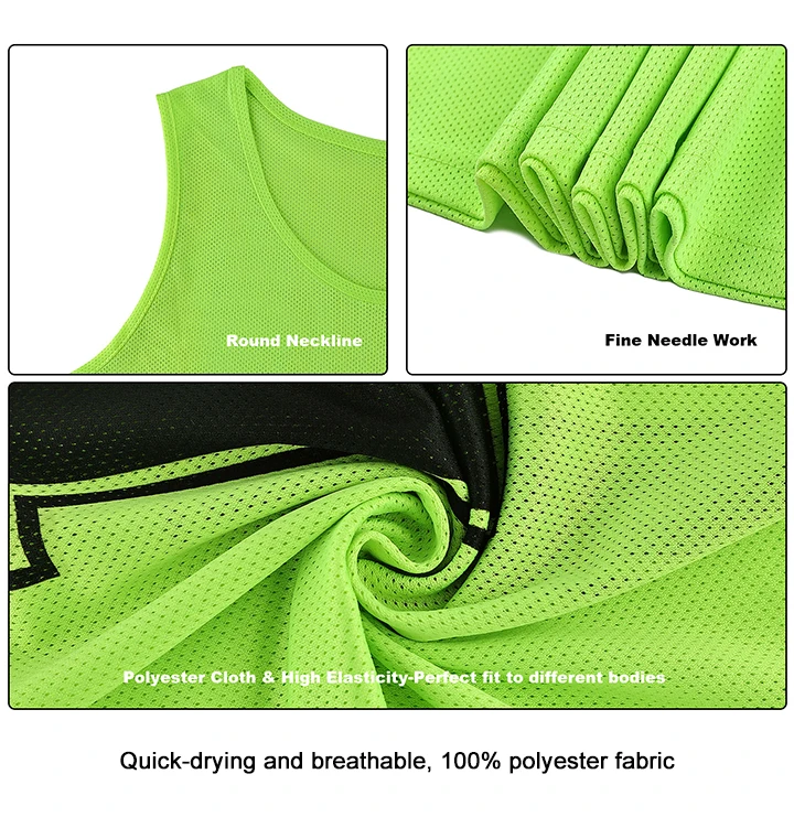 Manufacturer Custom Printing Mesh Sports Vest Soccer Vest 100% Polyester Training Football Bibs for Kids and Adult