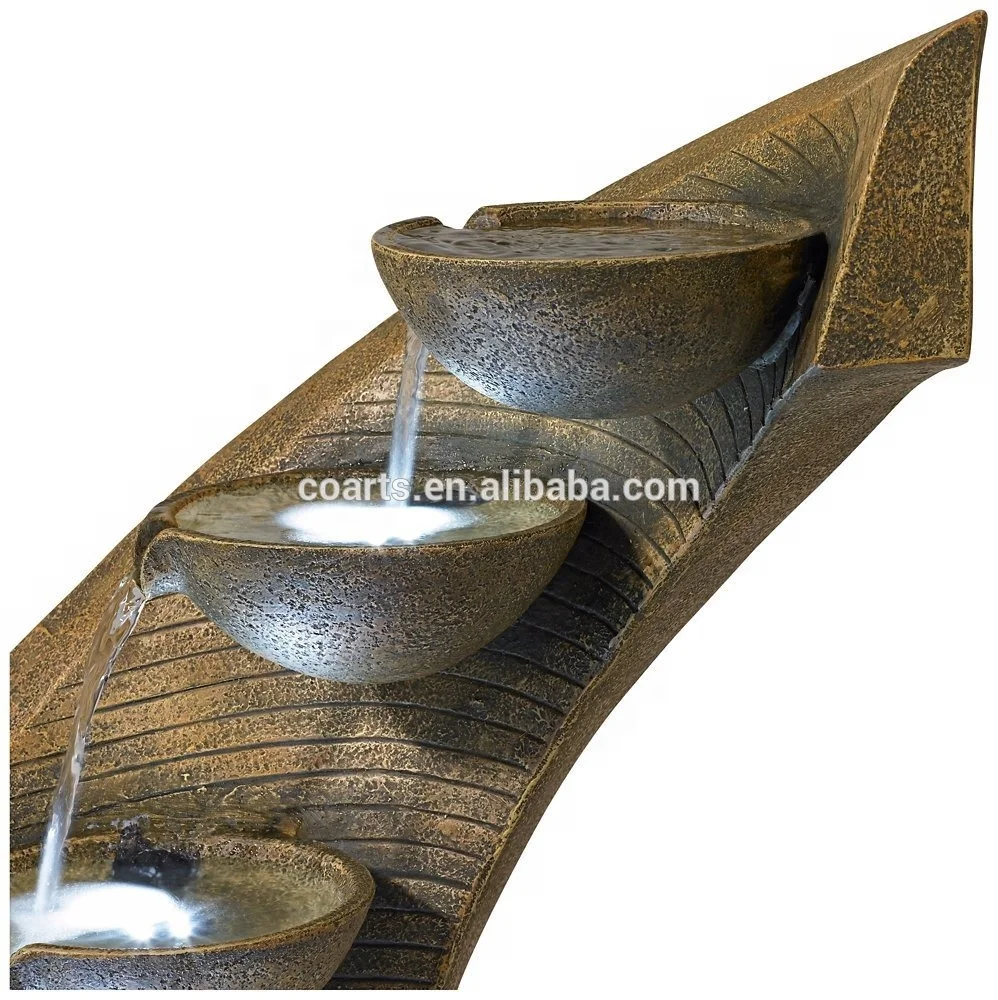 Modern Curved Cascading Zen Fountain With Led Light Wholesale Price