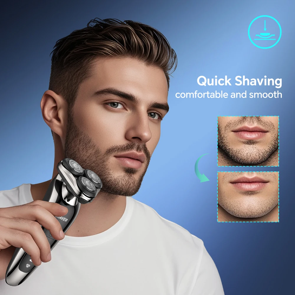 Three-Blade Rotary Electric Shaver USB Powered Waterproof Floating Rotating Type-C Charging for Household RV Hotel Use details