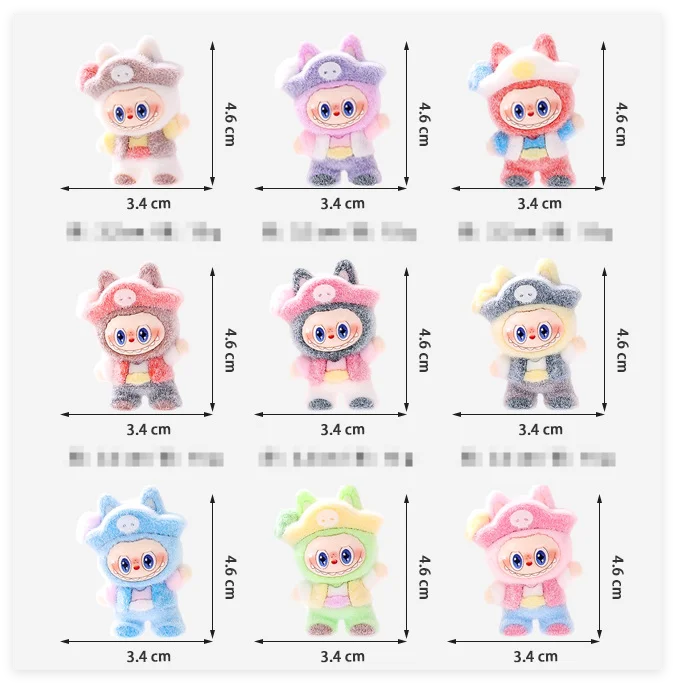 Flock Labubu Animal Cute Tiny Small Mini Terrarium Doll House Cupcake Topper Decor Ornament Miniature 3D Cartoon Rabbit Figurine