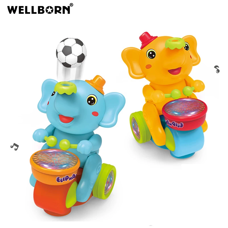 Электронный драм-Слон с музыкой и световой батареей
