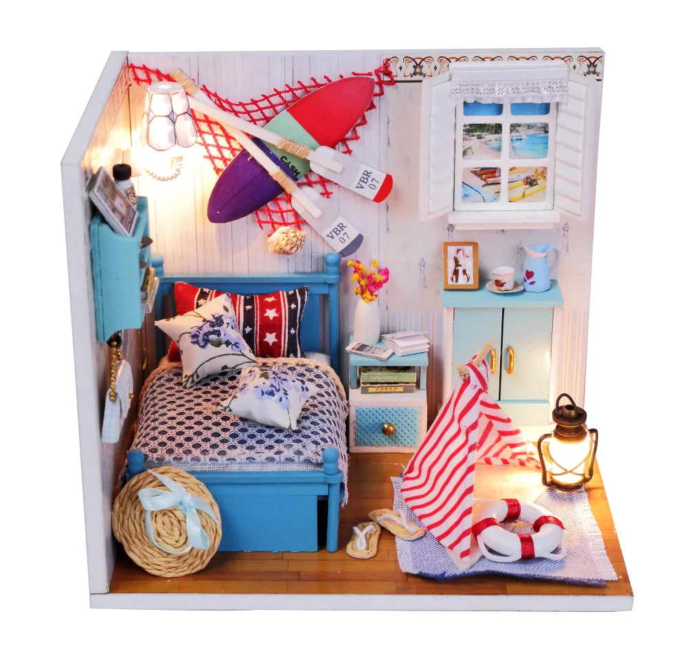 Прямая поставка с завода Hongda M010 Brandon Room деревянный кукольный домик Миниатюрный Набор для кукольного домика с подсветкой