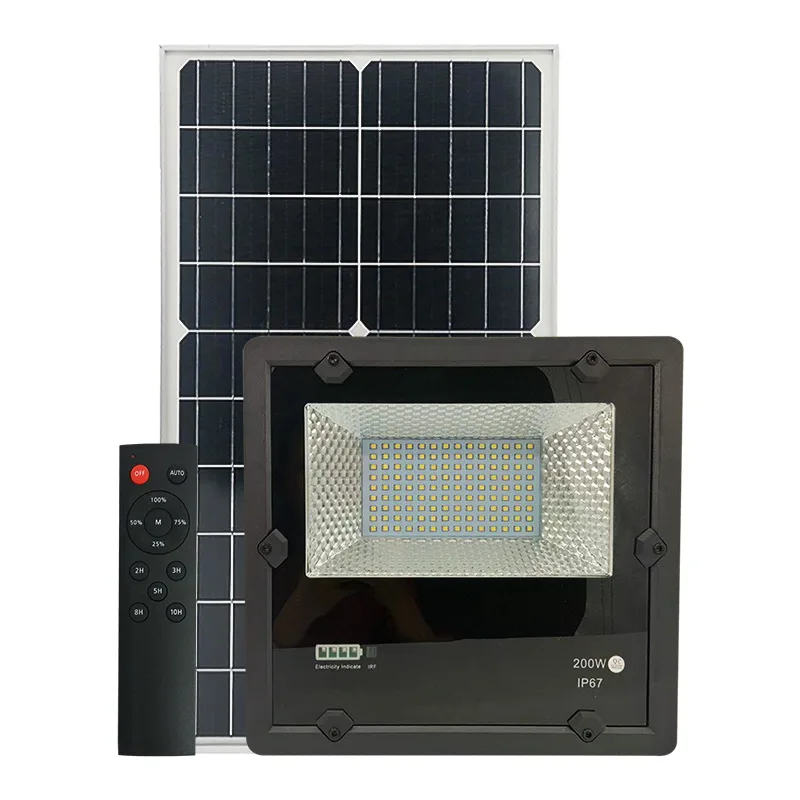 200W Solar LED Flood Light Rechargeable Lithium Battery Zero Electricity Cost