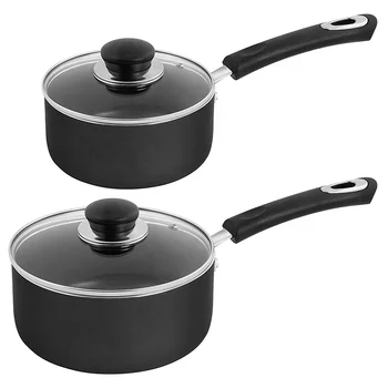 Kitchen Nonstick Saucepan Set with Glass Lid for Home Kitchen black ceramic cooking ware pots and pans cookware set