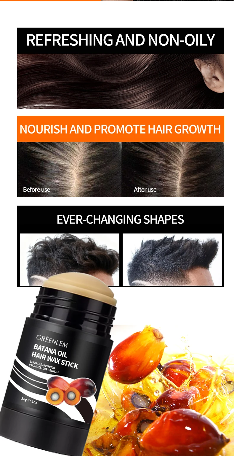 BATANA Organic Curly Hair Wax Stick Styling Natural Wax Batana Oil Shea Butter Jojoba Coconut Oil Strong Hold Shine/Gloss(pic4)