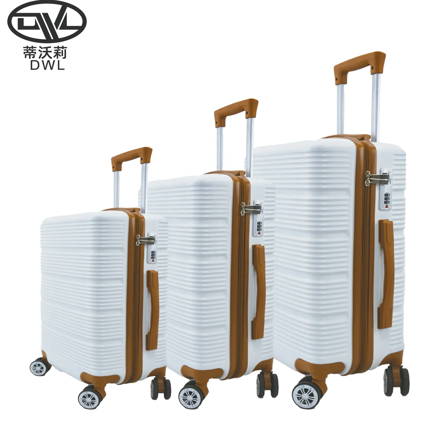 ABS Durable Lightweight 360 Silent Spinner Wheels TSA Lock Brown Beige 20/24/28 Inch Luggage Set 3 Pcs