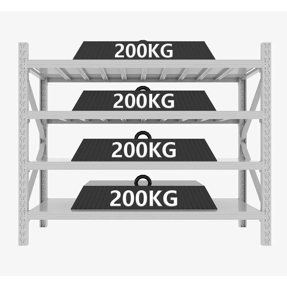 倉庫用ラック 調整可能なボルト式 スチール製パレットラック 200kg／段 耐荷重金属棚 収納ユニット