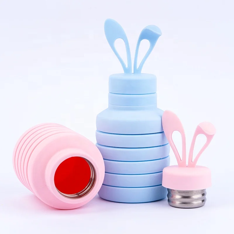 Милые многоразовые складные силиконовые складные бутылки для питьевой воды для девочек